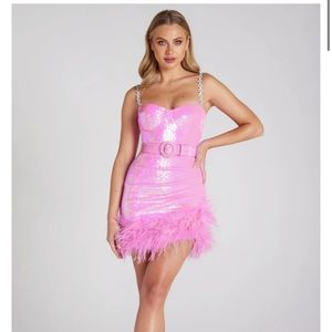 Nadine Merabi Fifi Pink Dress, Size M